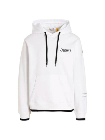 Born To Protect FRGMT Logo Fleece Hoodie Optical White - MONCLER - BALAAN 1