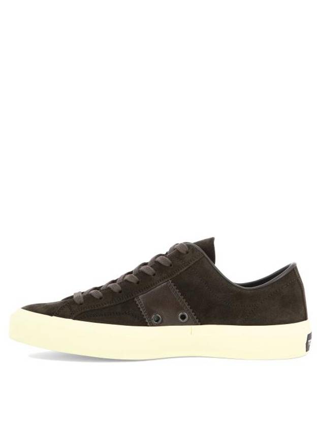 Logo Detail Suede Low Top Sneakers Brown - TOM FORD - BALAAN 4