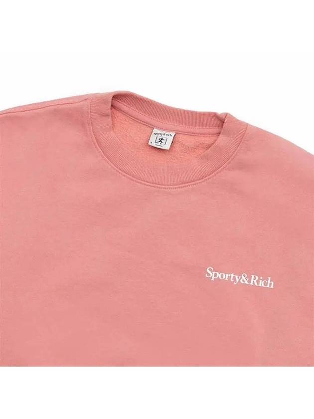 Logo Print Crew Neck Cotton Sweatshirt Pink - SPORTY & RICH - BALAAN 4