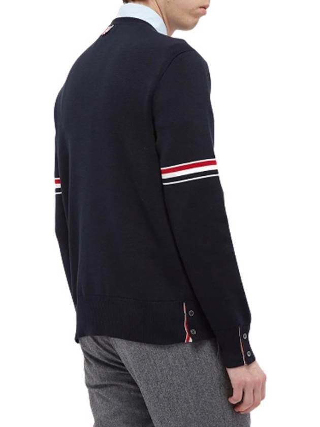 Men's Milan Stitch Armband Crew Neck Knit Top Navy - THOM BROWNE - BALAAN 6