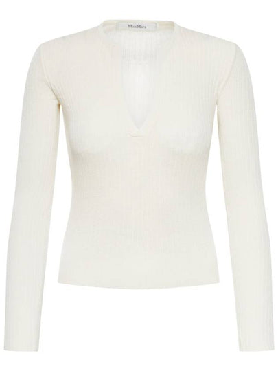 Urlo V-Neck Knit Top White - MAX MARA - BALAAN 2