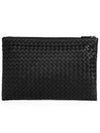 Intrecciato Document Leather Clutch Bag Black - BOTTEGA VENETA - BALAAN 5