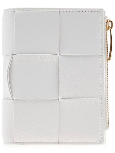 Cassette Zipper Bifold Half Wallet White - BOTTEGA VENETA - BALAAN 1