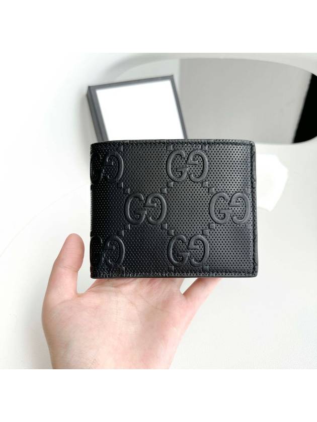 GG Emboss Leather Half Wallet Black - GUCCI - BALAAN 3