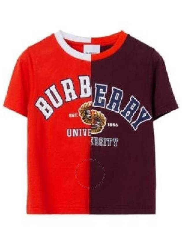 Burberry Girls Bold Red Varsity College Graphic Cotton T Shirt Size 6Y - BURBERRY - BALAAN 1