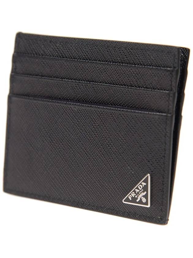 Triangle Logo Saffiano Card Wallet Black - PRADA - BALAAN 3