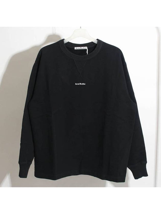 Logo Relaxed Fit Cotton Sweatshirt Black - ACNE STUDIOS - BALAAN 2