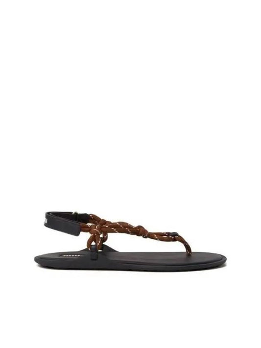 Cord Strap Leather Sandals Brown - MIU MIU - BALAAN 2