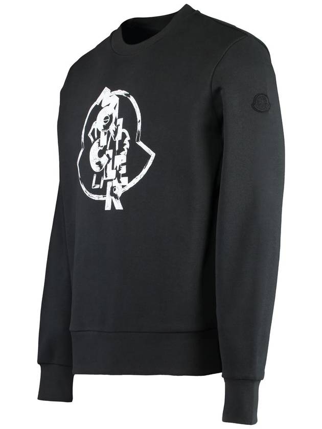 Logo Motif Cotton Sweatshirt Black - MONCLER - BALAAN 4