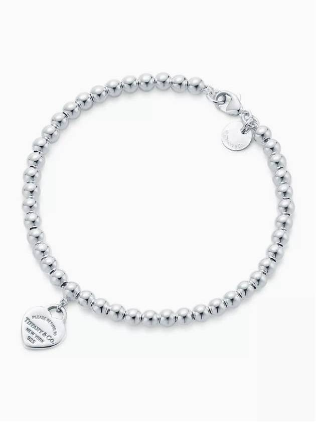 Heart Tag Bead Bracelet Blue Silver - TIFFANY & CO. - BALAAN 3