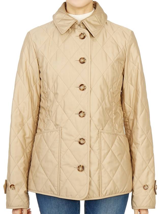 Diamond Quilted Thermoregulated Jacket New Chino Beige - BURBERRY - BALAAN.