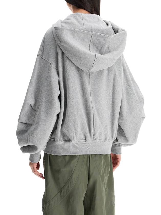 gray/beige melange loose hoodie with zip - THE ATTICO - BALAAN 3