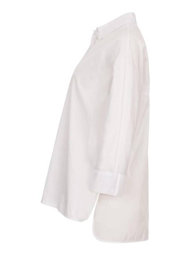 Delfina Crop Sleeve Cotton Shirt White - MAX MARA - BALAAN 4