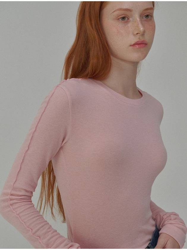 See Through Wool Jersey T shirt Pink - OPENING SUNSHINE - BALAAN 3