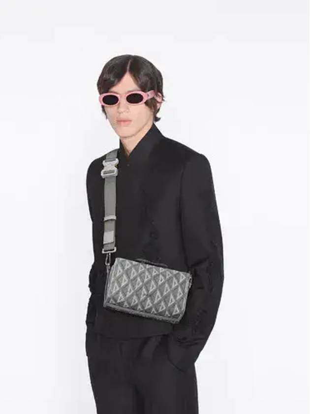 Homme Ringott 22 CD Diamond Canvas Bag Gray - DIOR - BALAAN.