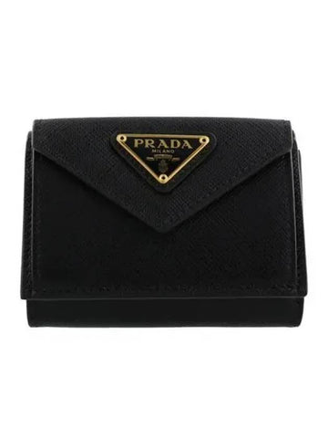 Triangle Mini Saffiano Bicycle Wallet Black 1MH021 QHH - PRADA - BALAAN 1