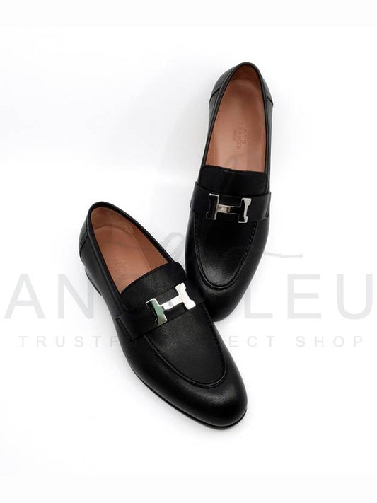 Paris Loafers Goatskin Palladium Noir - HERMES - BALAAN 2