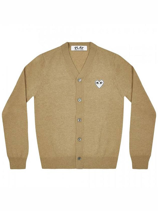 White Heart Wappen Wool Cardigan Beige - COMME DES GARCONS - BALAAN 2