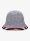 Striped Wool Silk Cashmere Bucket Hat Grey - THOM BROWNE - BALAAN 2