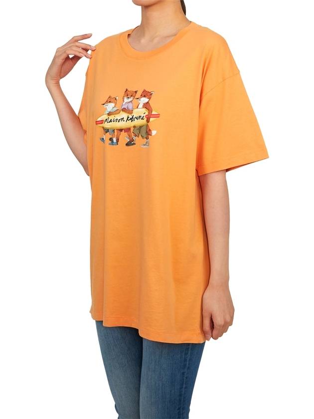 Surfing Foxes Short Sleeve T-shirt Orange - MAISON KITSUNE - BALAAN 5