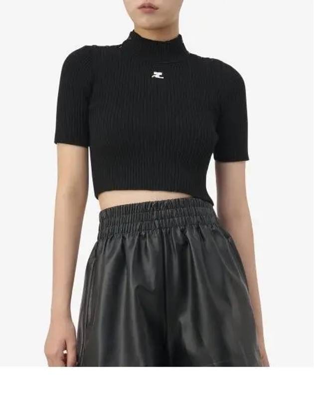 Crop Rib Knit Top Black - COURREGES - BALAAN 2