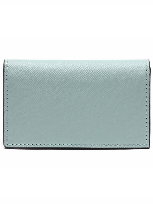 Logo Color Block Saffiano Card Wallet Tea Green - MARNI - BALAAN 5