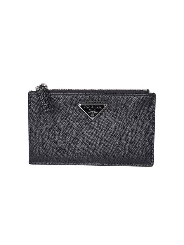 Triangle Logo Zipper Card Wallet Black - PRADA - BALAAN 2