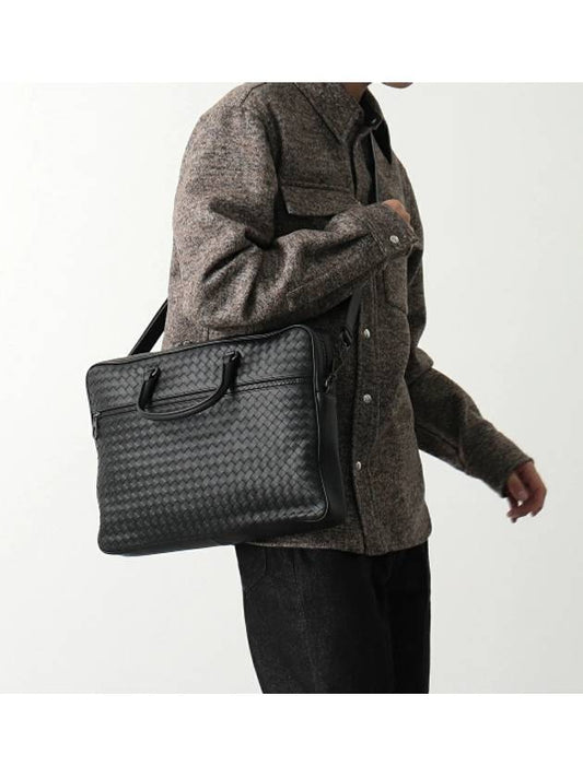 Intrecciato Calfskin Business Briefcases Black - BOTTEGA VENETA - BALAAN 2