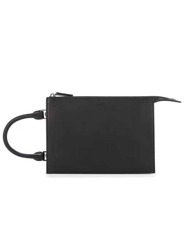 Trace Logo Small Leather Shoulder Bag Black - JIL SANDER - BALAAN 3