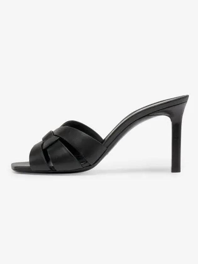 Tribute Leather Sandal Heels Black - SAINT LAURENT - BALAAN 2