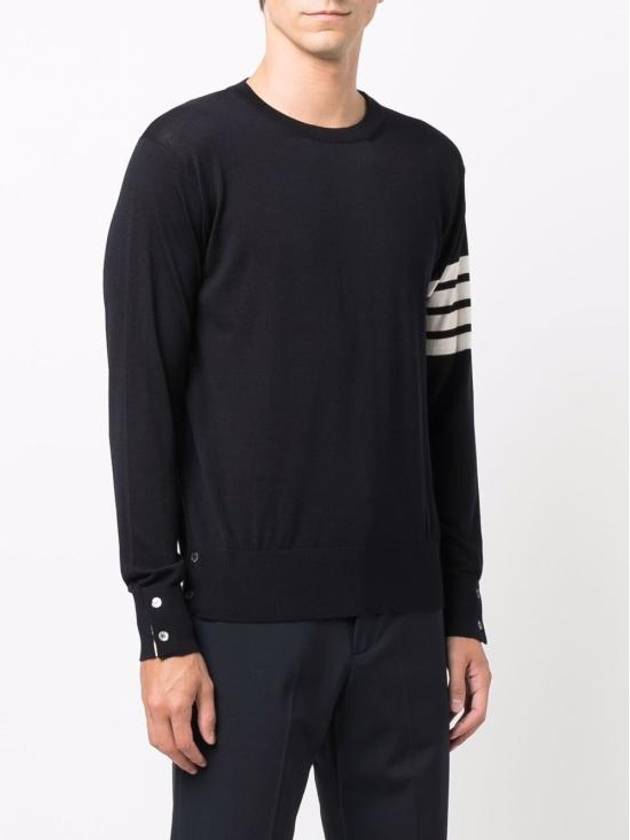 4 Bar Armband Classic Merino Wool Knit Top Navy - THOM BROWNE - BALAAN 3