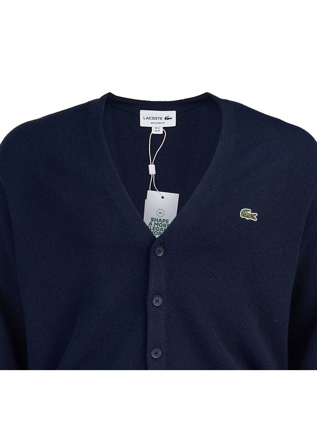 Relaxed Fit Button Wool Cardigan Night Blue - LACOSTE - BALAAN 5