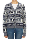 logo wool mix jacquard cardigan blue - GANNI - BALAAN 2