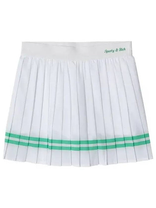 Women's Classic Logo Pleated Skirt White - SPORTY & RICH - BALAAN 1