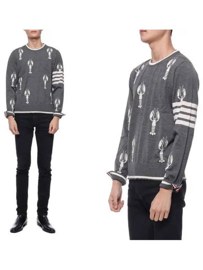 Lobster Merino Crew Neck Knit Top Grey - THOM BROWNE - BALAAN 2