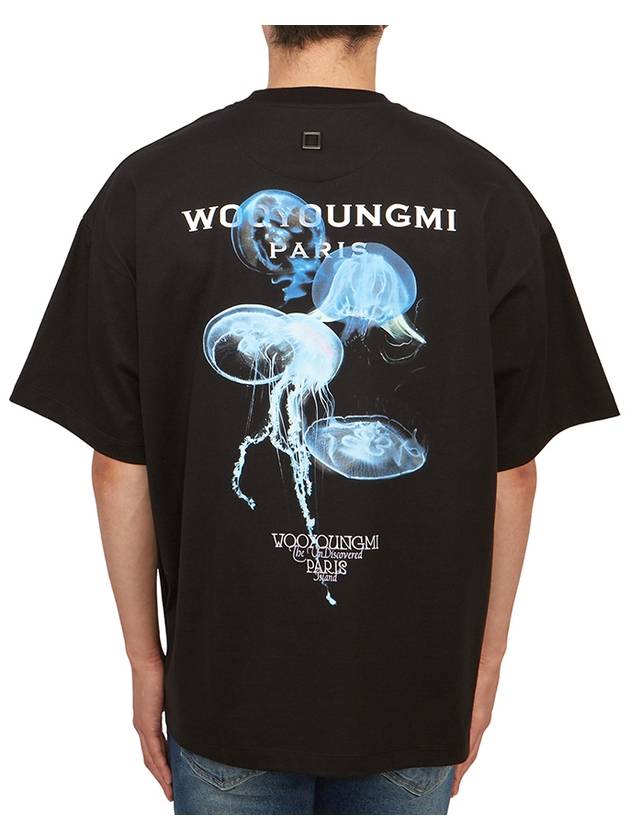 Jellyfish Back Logo Cotton Short Sleeve T-Shirt Black - WOOYOUNGMI - BALAAN 3