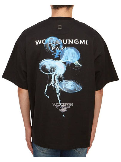 Jellyfish Back Logo Cotton Short Sleeve T-Shirt Black - WOOYOUNGMI - BALAAN 2