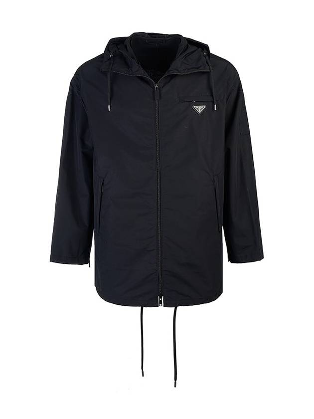 Technical Poplin Hooded Raincoat Black - PRADA - BALAAN 2