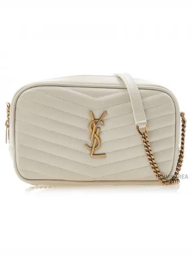 Lou Small Leather Cross Bag White - SAINT LAURENT - BALAAN 2