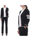 4 Bar Relaxed Fit Fine Merino Wool Cardigan Black - THOM BROWNE - BALAAN 3