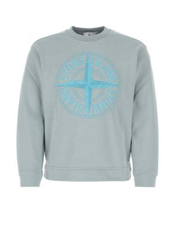 Garment Dyed Stitches Four Print Crewneck Sweatshirt Sky Blue - STONE ISLAND - BALAAN 1