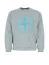 Garment Dyed Stitches Four Print Crewneck Sweatshirt Sky Blue - STONE ISLAND - BALAAN 1