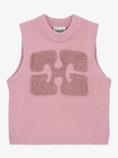 Graphic Wool Mix Vest Knit Top Fragrant Lilac - GANNI - BALAAN 2