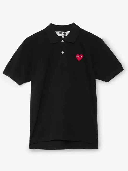 Red Heart Wappen Polo Shirt Black - COMME DES GARCONS - BALAAN 2