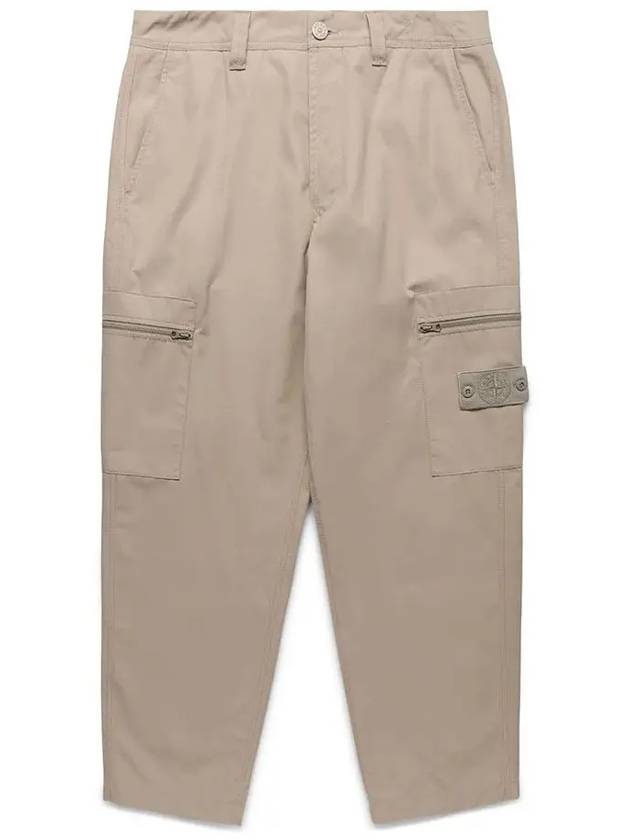 Regular Fit Cargo Cotton Canvas Straight Pants Beige - STONE ISLAND - BALAAN 2