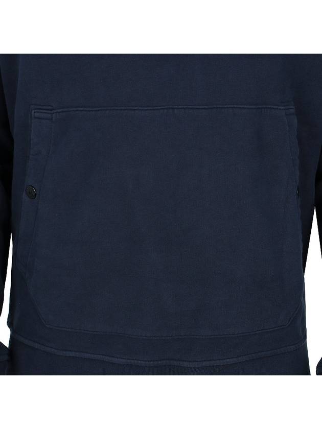 Snap Brushed Cotton Fleece Hoodie Navy - STONE ISLAND - BALAAN 8