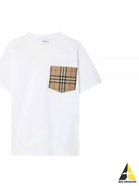 Check Pocket Crew Neck Cotton Short Sleeve T-Shirt White - BURBERRY - BALAAN 2