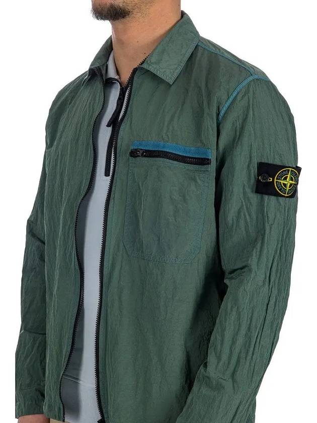 Garment Dyed Overshirt Zip Up Jacket Blue - STONE ISLAND - BALAAN 6