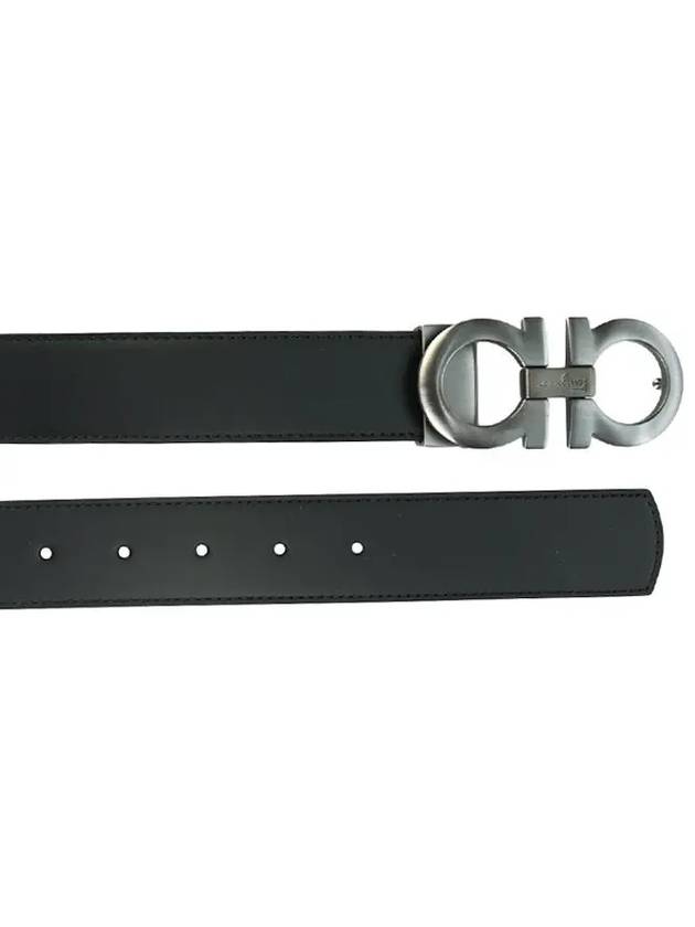 Gancini Reversible Adjustable Leather Belt Black Dark Brown - SALVATORE FERRAGAMO - BALAAN 4