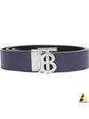 Reversible Monogram Leather Belt Navy - BURBERRY - BALAAN 2